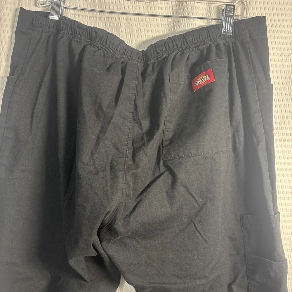 Dickies Women's L black Straight Loose Fit Scrub Pants Cargo Pocket 86206